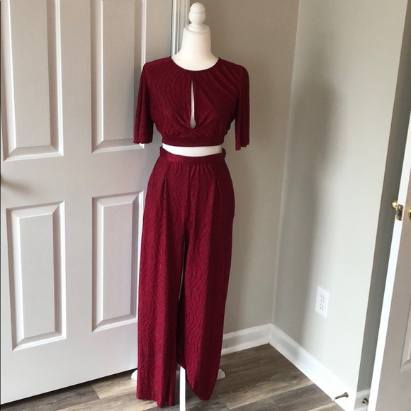 Cranberry Two Piece Jumpsuit - Picture 2 of 8